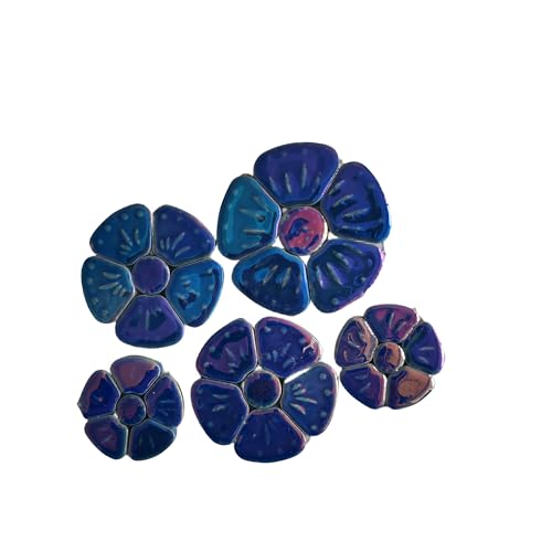 Iridescent Flower Ceramic Mosaic Tiles for DIY Crafts, 3 Sizes I246