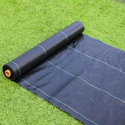 4ft x 300ft 3.5oz Black Weed Barrier Landscape Fabric, Dual-Layer Heavy-Duty Landscape Fabric for Garden Greenhouse Pathway Orchard Weed Control, Easy to Set-up