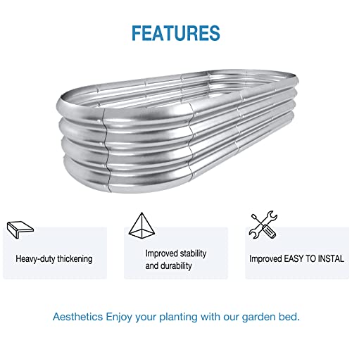 Oval Galvanized Steel Raised Garden Bed, 5x2x1 FT, Outdoor Planter Box for Vegetables, Flowers, Herbs G1616
