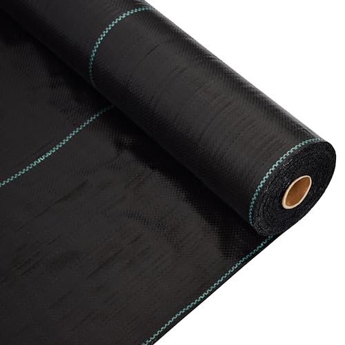 4ft x 300ft 3.5oz Black Weed Barrier Landscape Fabric, Dual-Layer Heavy-Duty for Garden Weed Control C3893