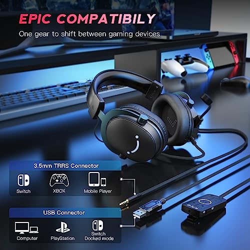 PC Gaming Headset with 7.1 Surround Sound, Detachable Microphone, Over-Ear Wired P287208
