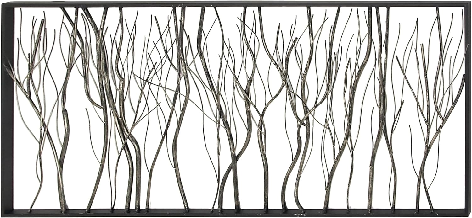 Metal Tree Wall Decor with Black Frame, 48 x 22 Inches O652529
