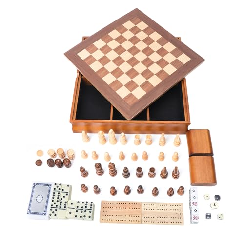 16" 3-in-1 Wooden Folding Chess, Checker & Backgammon Board Game Set L259
