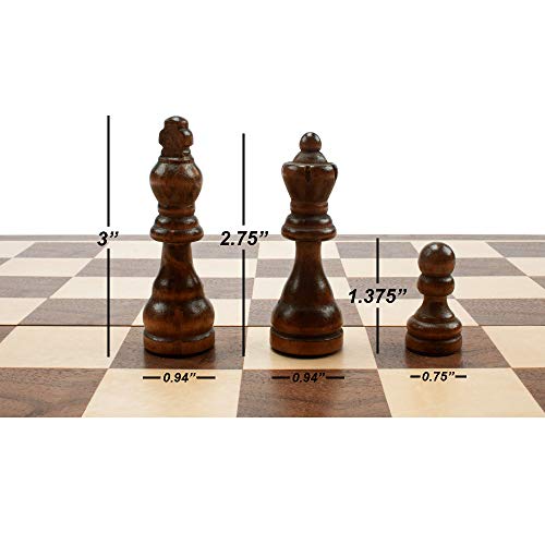 16" 3-in-1 Wooden Folding Chess, Checker & Backgammon Board Game Set L259