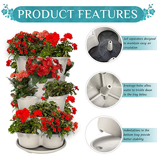 Stackable Planter, Terracotta 5-Tier Vertical Garden E454