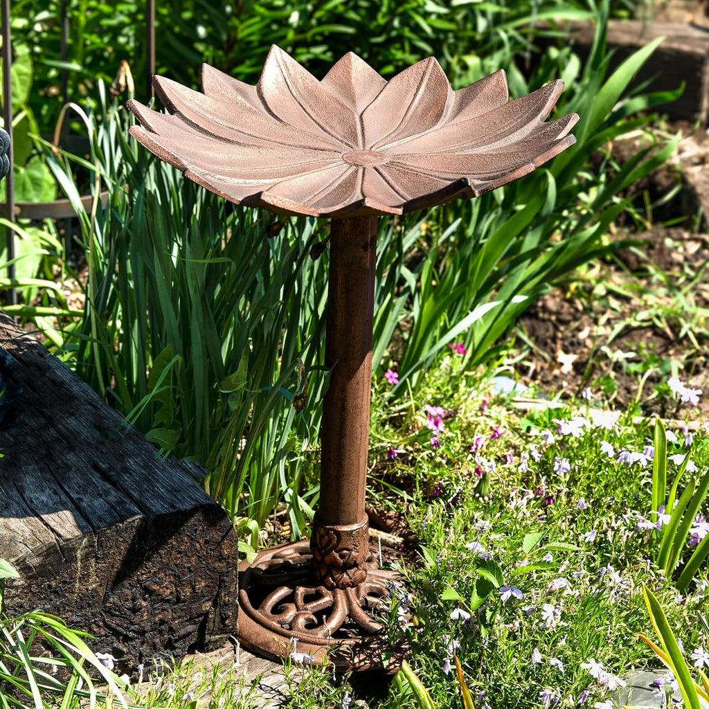 Copper Patina Metal Bird Bath with UV-Resistant Finish O8329
