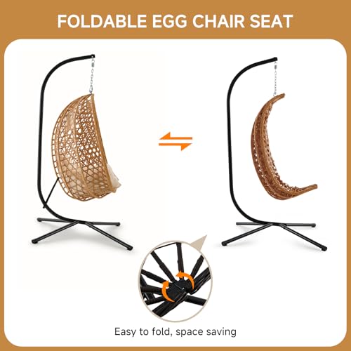 Outdoor Hanging Egg Chair with Stand and Cushion U91081