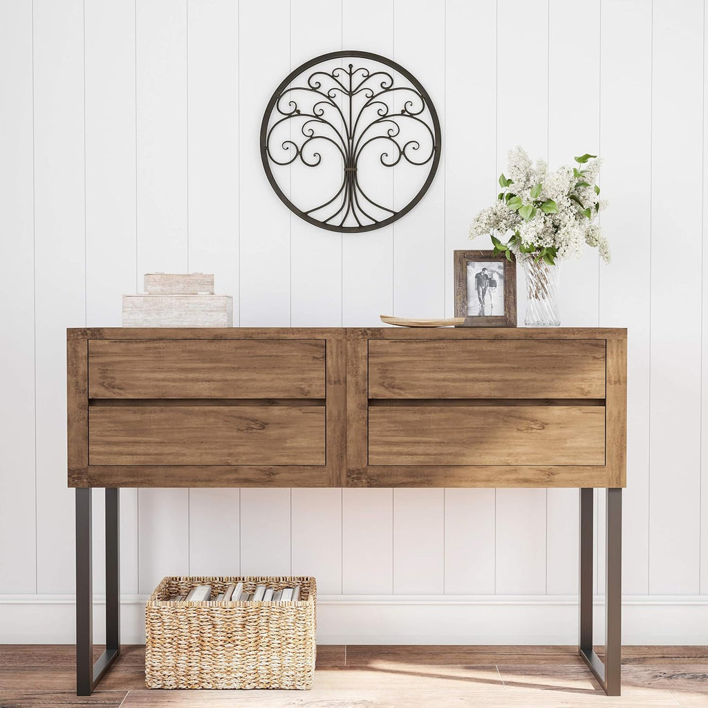 Iron Metal Tree of Life Wall Sculpture Art, Round, Brown D988731
