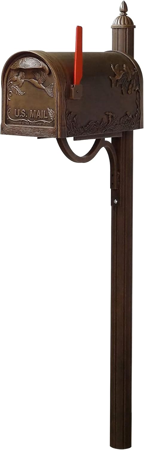 Hummingbird Curbside Mailbox with Locking Insert and Post, Copper W2217