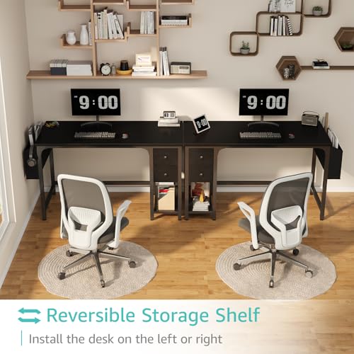 Computer Desk with Fabric Drawers, 40 Inch Reversible Gaming Desk for Small Space Home Office D876
