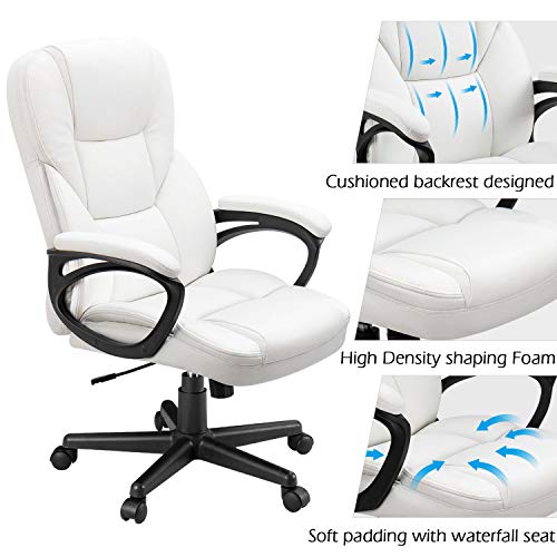 Office Executive Chair High Back Adjustable Swivel PU Leather with Lumbar Support I3854