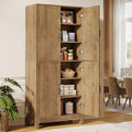 Tribesigns 70" Tall Kitchen Pantry Cabinet with Adjustable Shelves, Farmhouse 6-Tier Storage Cabinet with Doors and Shelves, Freestanding Bookcase for Living Room, Rustic Brown