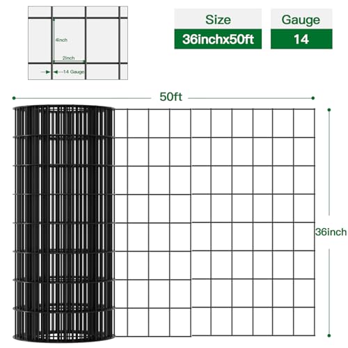 Black PVC Coated Welded Wire Fence 24in x 25ft Garden Border Fencing Roll T156