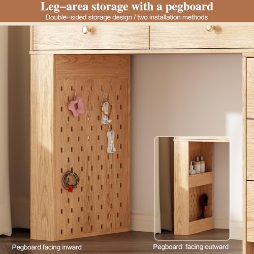 Large Makeup Vanity Desk with Mirror and Lights, 8 Drawers, Power Outlet B666