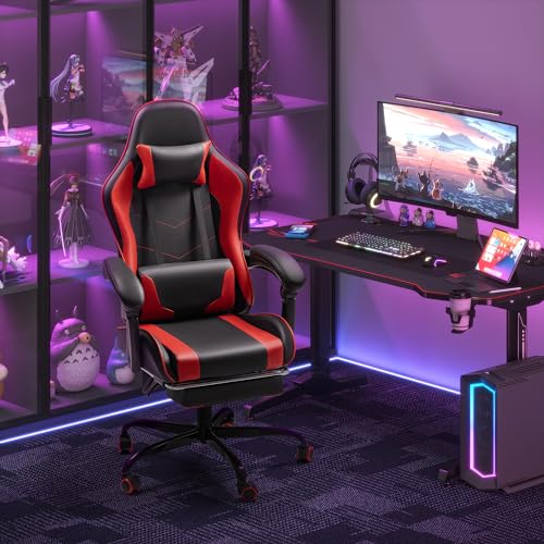Gaming Chair with Footrest and Massage Lumbar Support J131131