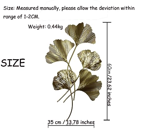 Gold Metal Ginkgo Leaf Wall Decor 3D Hanging Sculpture Z49322