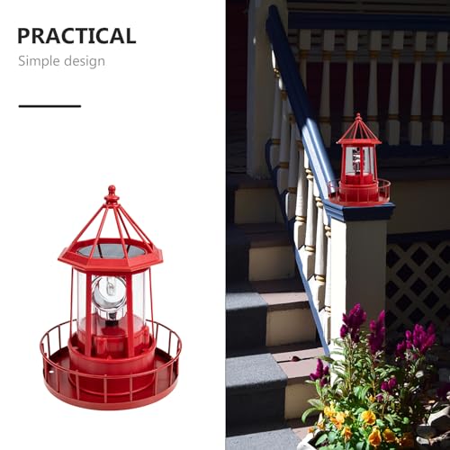 Solar Powered Rotating Lighthouse Lamp for Outdoor Garden Decor X9019