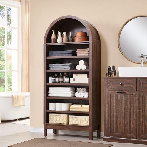 Arched Bookshelf, 7-Tier Bookcase with Adjustable Shelves A456