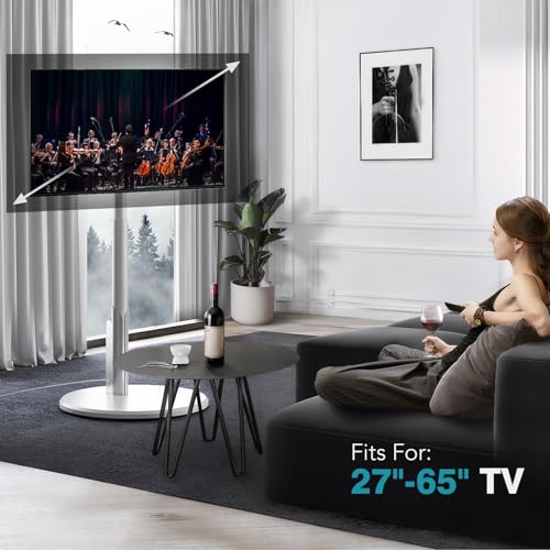 Mobile TV Stand with Power Outlet, Rolling Cart for 27-65 Inch Monitors, Height Adjustable H3227