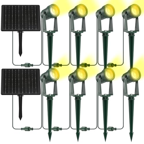 ZYAN Solar Powered Landscape Spotlights, Black Cord Solar Spot Lights Outdoor Auto On/Off, Waterproof Landscape Lighting for Yard, Garden, Lawn, Plant, Tree, Wall, Fence (4 Pack, Warm White)