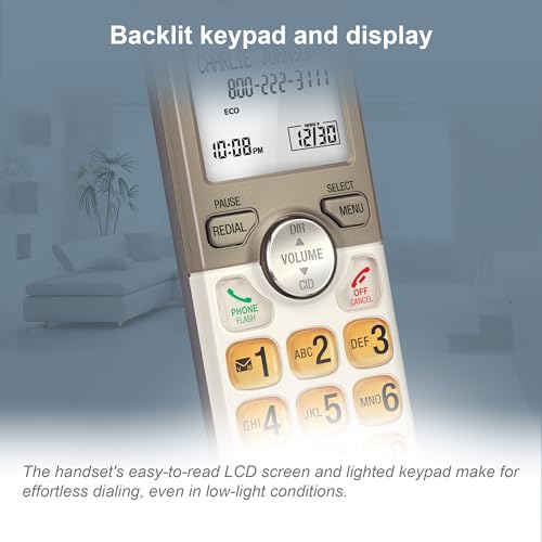Cordless Phone with Answering System and Extra-large Backlit Keys J9708