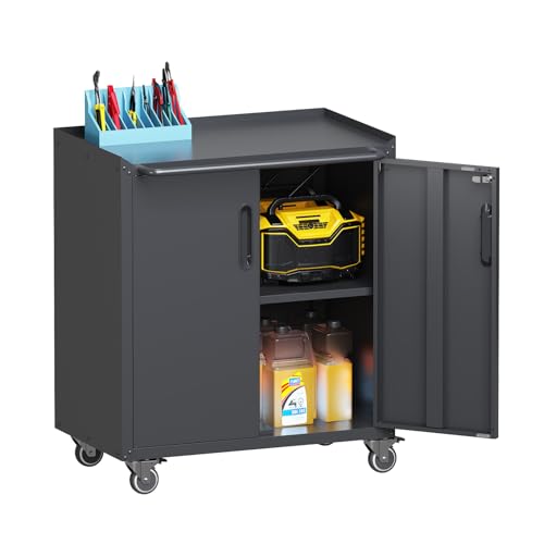 Wall Cabinet with 2 Doors, Lockable, Adjustable Shelves, Heavy Duty Steel J4545