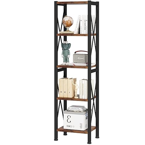 3 Tier Industrial Bookcase, Rustic Etagere Bookshelf for Living Room U5786