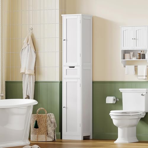 67" Tall Bathroom Cabinet with 2 Doors and 1 Drawer, Adjustable Shelves T930834