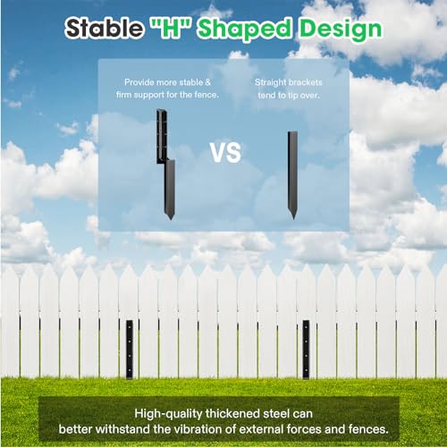 Fence Post Repair Kit, Heavy-Duty Ground Spike with Gloves, 4 Pack, Black N551196