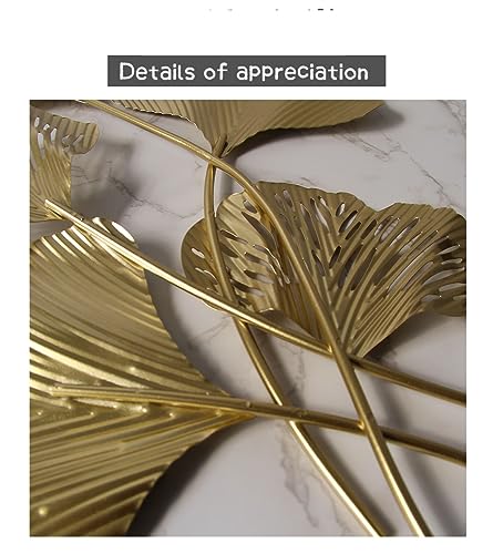Gold Metal Ginkgo Leaf Wall Decor 3D Hanging Sculpture Z49322