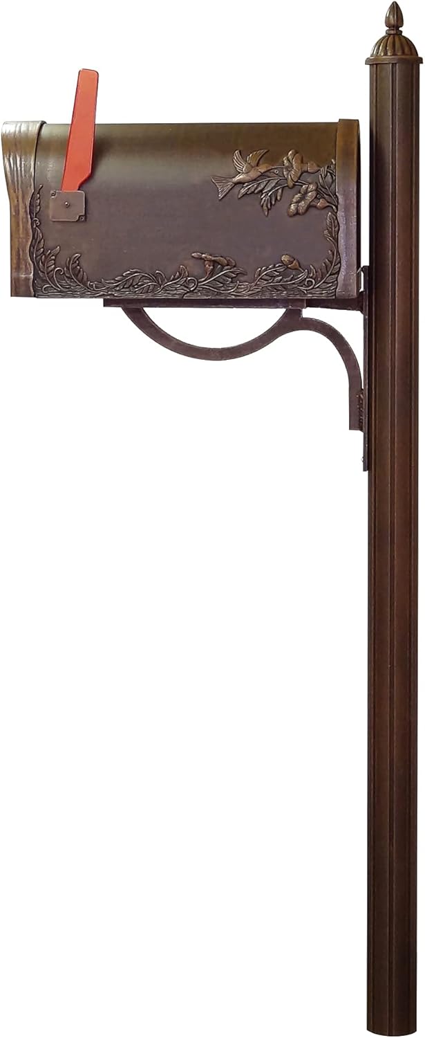 Hummingbird Curbside Mailbox with Locking Insert and Post, Copper W2217