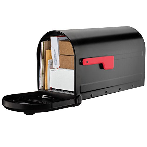 Galvanized Steel Post Mount Mailbox, Black, Large Capacity D524