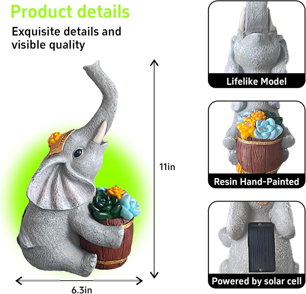 Solar Elephant Garden Statue Light for Outdoor Patio Decor F798229