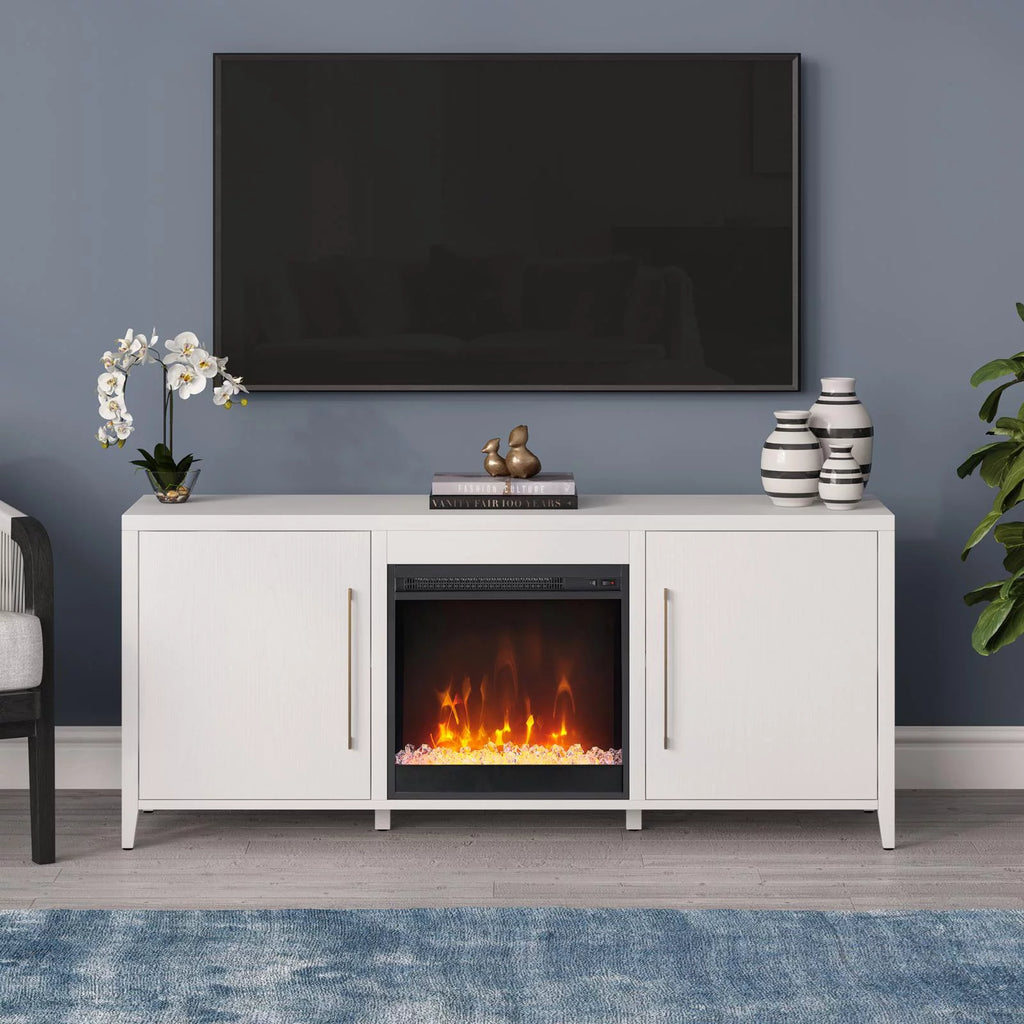 Rectangular TV Stand with Fireplace for TVs up to 65", White O935646