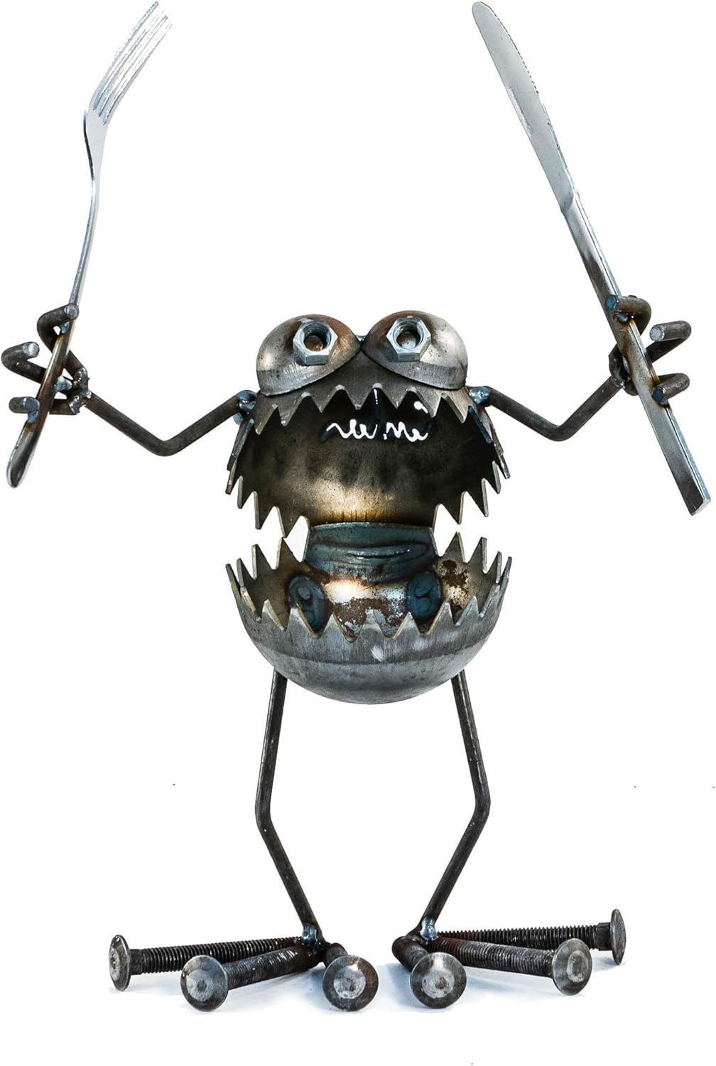 Gnome Be Gone Medium Knife & Fork Welded Scrap Metal Art Sculpture Item #2003