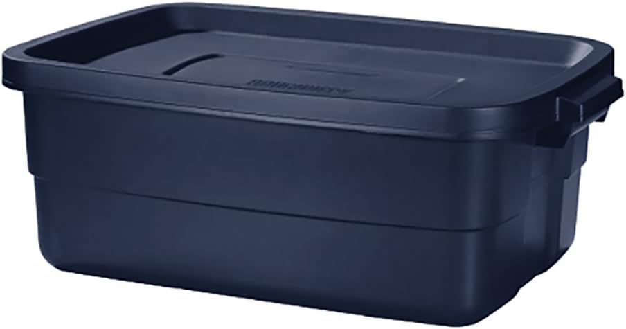 Rubbermaid FG2214TPDIM Roughneck Storage Box, 10 Gallon, Dark Indigo Metallic