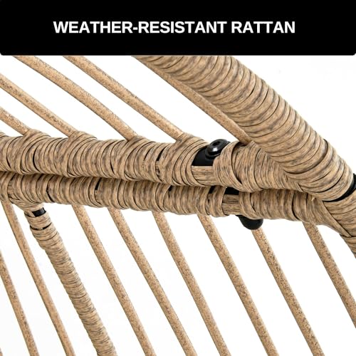 Rattan Egg Chair with Ottoman, Indoor Outdoor Wicker Chair with Footrest, 5 Cushions F541