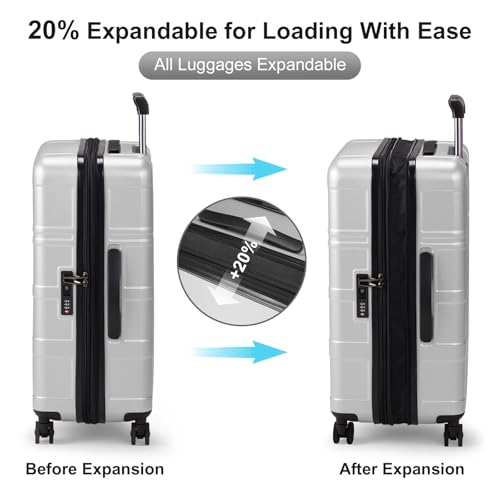 Luggage Expandable 3 Piece Set Suitcase with TSA Lock Spinner Wheels 20/24/28in S545211