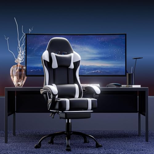 Ergonomic Gaming Chair with Footrest, Reclining, Lumbar Support I1131