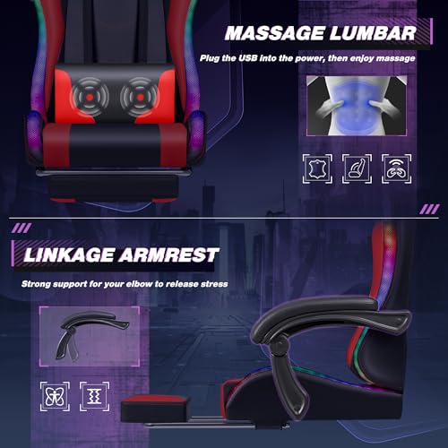 Gaming Chair with Footrest and Massage Lumbar Support J131131