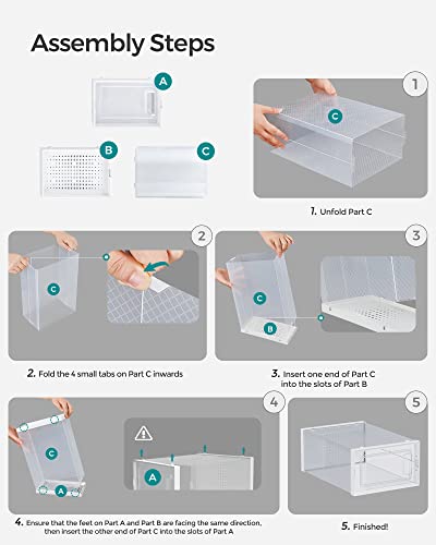 Shoe Boxes, Pack of 12, Stackable Clear Plastic Storage Organizers for Closet N6620