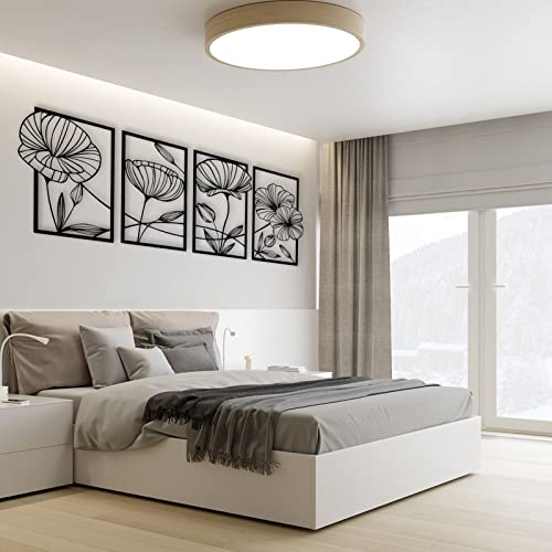 Metal Lotus Flower Wall Decor, Abstract Floral Line Art, Minimalist Hanging Sculpture Q954
