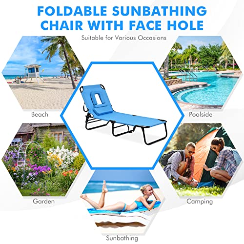 Folding Chaise Lounge Chair, Blue A749689