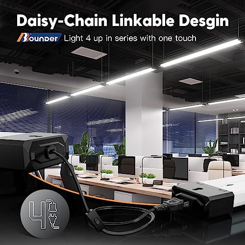 12 Pack Linkable LED Shop Light with Reflector, 5000K Daylight, 4 FT, Surface & Suspension Mount S45203