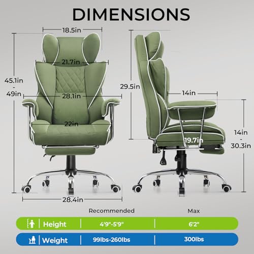 Gaming Chair with Lumbar Support and Footrest, PU Leather, Black E8234