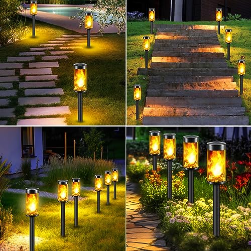 Solar Torches with Flickering Flame Waterproof, LED Pathway Lights Outdoor Y89956