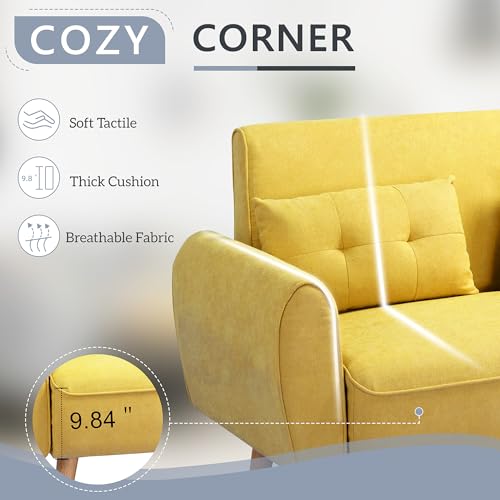 Linen Loveseat Sofa with 2 Pillows, Dark Grey N297821