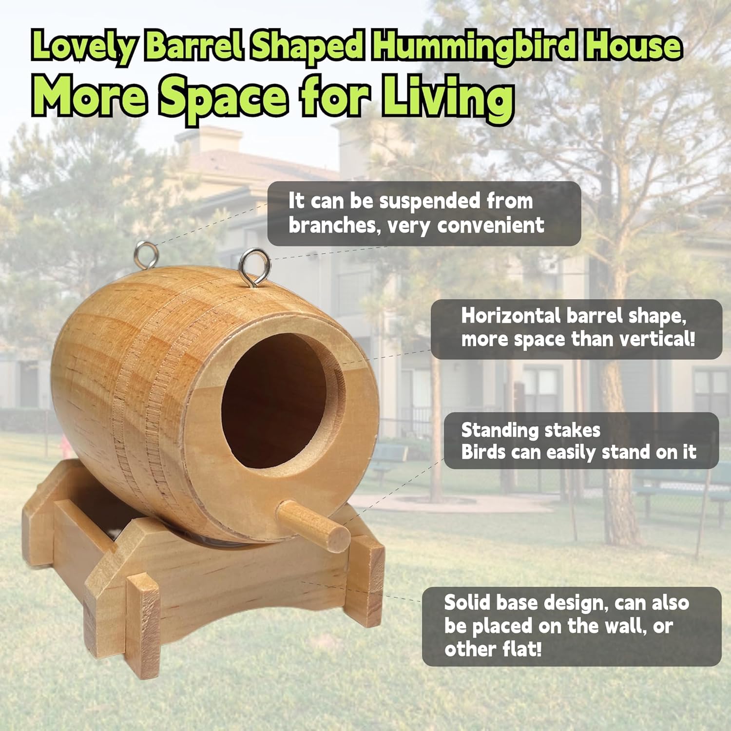 Hummingbird House for Outside Hanging, 2 Pack, Natural Wooden Nest F9084