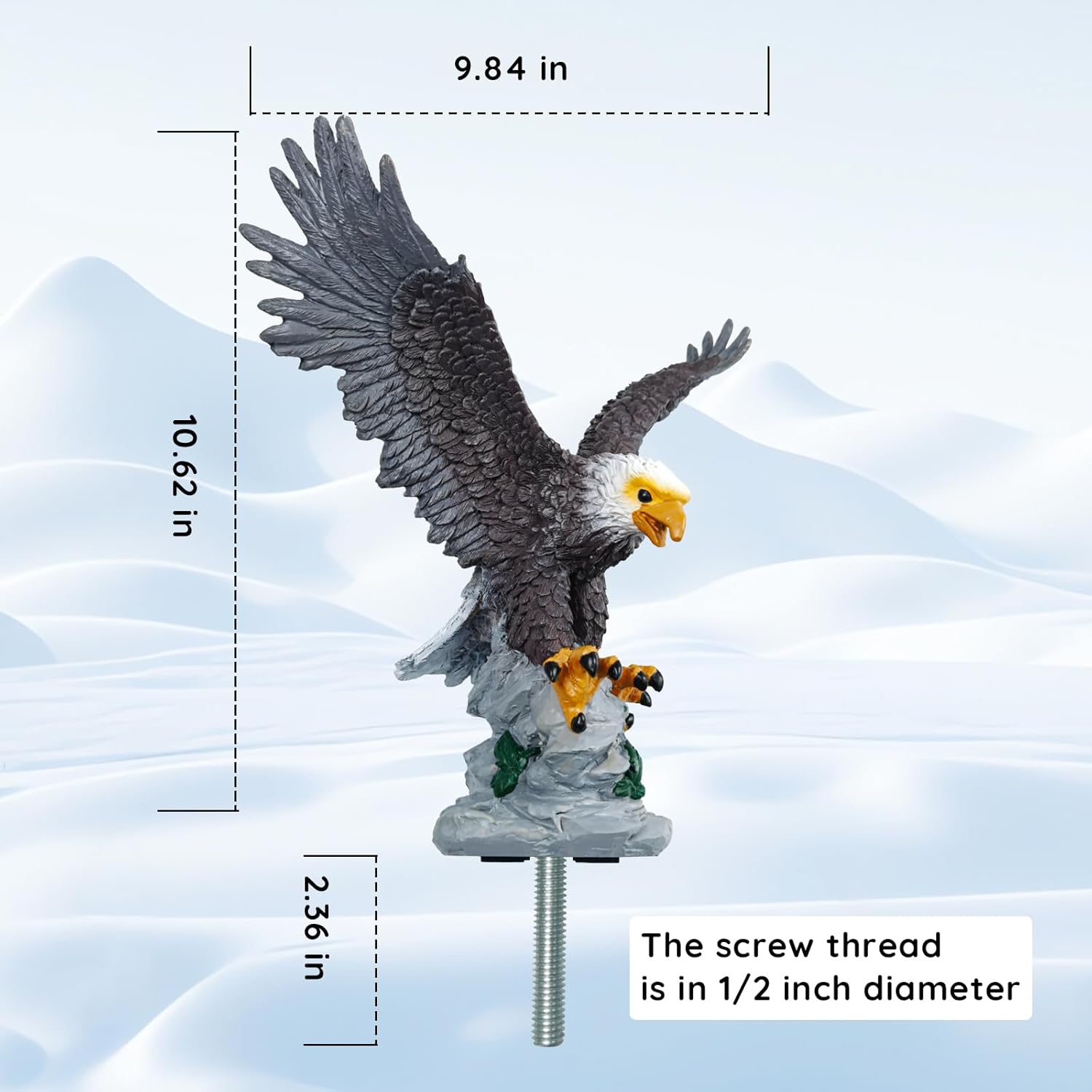 Eagle Flagpole Topper Outdoor Waterproof 10.62 Inch O640