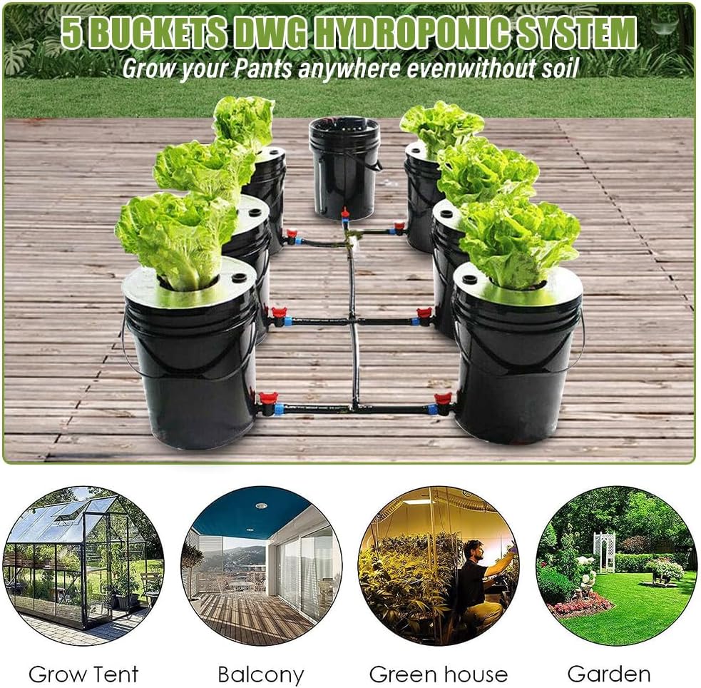Hydroponic Growing System Kit, 5 Gallon 7 Bucket with Pump W4867